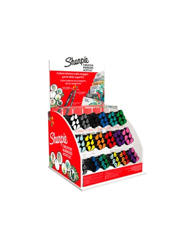 Rotulador sharpie acrilico punta fina expositor de 144 unidades colores surtidos