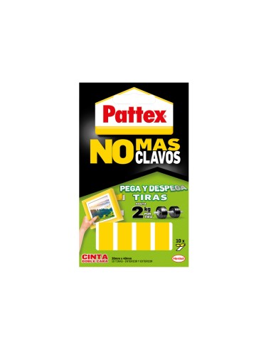Cinta doble cara pattex pega y despega no mas clavo blister de 10 unidades