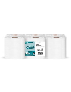 Papel secamanos amoos efficiency professional 2 capas color blanco paquete de 6 rollos