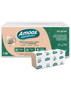 Toalla secamanos amoos professional naturally soft 2 capas pasta cruda 21x220 cm paquete de 200 unidades
