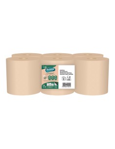 Papel secamanos amoos naturally soft 2 capas pasta cruda paquete de 6 rollos 125 m