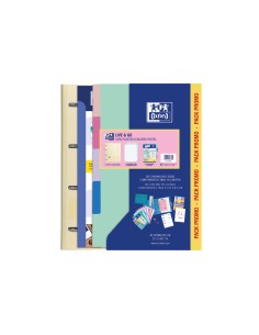 Pack carpeta con recambio oxford ebinder lg pastel recambio 4 anillas 80 h juego 5 separadores