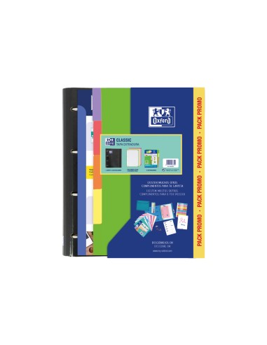 Pack carpeta con recambio oxford ebinder school recambio 4 anillas 80 hojas juego 5 separadores cartulina