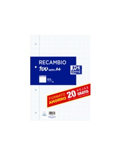 Recambio oxford din a4 8020 hojas gratis 90 gr cuadro 4 mm 4 taladros
