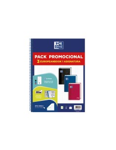 Cuaderno espiral oxford ebook 1 school tapa extradura din a4 80h cuadro 5 mm pack de 3 unidades colores surtidos