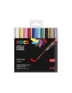 Rotulador uni posca pcf 350 10c marcador de pintura punta de pincel blister de 10 unidades