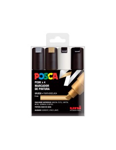 Rotulador uni posca pc 8k 4c marcador de pintura punta biselada 8 mm blister de 4 unidades colores surtidos