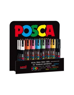 Rotulador uni posca pc 5m 3d marcador de pintura punta conica 18 25 mm expositor de 36 unidades colores