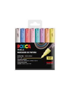 Rotulador uni posca pc 1m marcador de pintura punta extrafina 07 mm blister de 8 unidades colores pastel