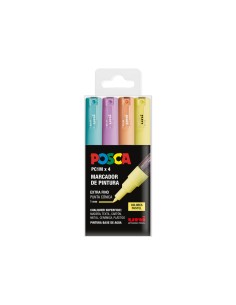 Rotulador uni posca pc 1m marcador de pintura punta extrafina 07 mm blister de 4 unidades colores pastel