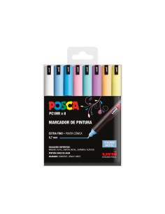 Rotulador uni posca pc 1m marcador de pintura punta extrafina 07 mm blister de 8 unidades colores pastel