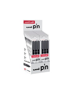 Rotulador uniball pin calibrado micrometrico color negro expositor de 12 blister de 3 unidades