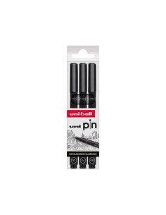 Rotulador uniball pin calibrado micrometrico color negro blister de 3 unidades