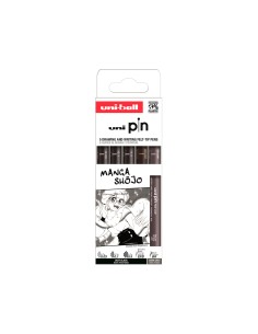 Rotulador uniball pin manga shojo color negro blister de 5 unidades