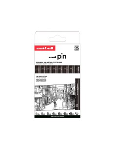 Rotulador uniball pin calibrado micrometrico clasico ii color negro blister de 8 unidades