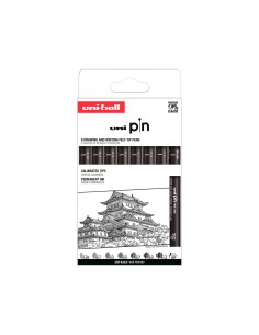 Rotulador uniball pin calibrado micrometrico clasico i color negro blister de 8 unidades