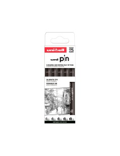 Rotulador uniball pin calibrado micrometrico clasico ii color negro blister de 5 unidades