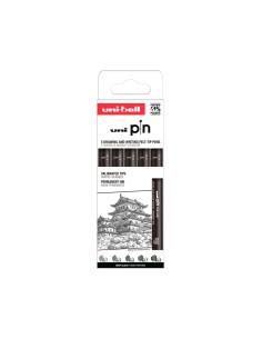 Rotulador uniball pin calibrado micrometrico clasico i color negro blister de 5 unidades