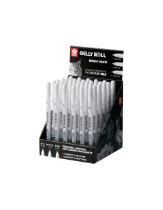 Rotulador sakura gel gelly roll gel color blanco expositor de 36 unidades surtidas 05 mm 08 mm y 10 mm