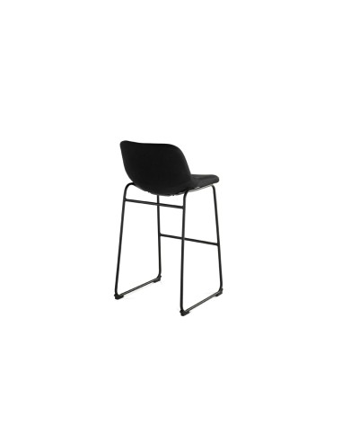 Taburete alto rocada con asiento y respaldo bajo tapizado tela ignifuga base metalica acero color negro