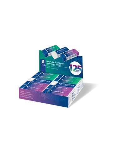 Goma de borrar staedtler mars plastic 125 aniversario 526 50 caja de 20 unidades
