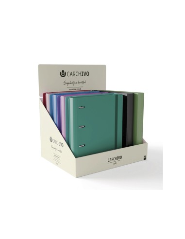 Carpeta carchivo 360 stylesoft 4 anillas 20 mm pp rigido foam a4 con gomilla expositor de 10 unidades