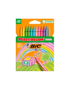 Lapices cera plastidecor pastel caja de 12 unidades colores surtidos