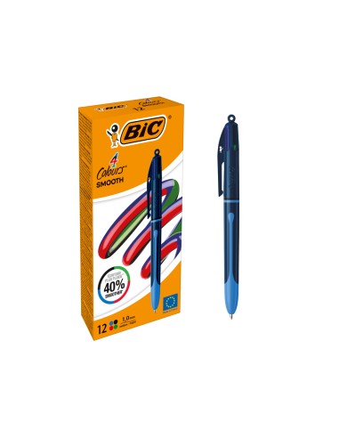 Boligrafo bic cuatro colores smooth drop color azul