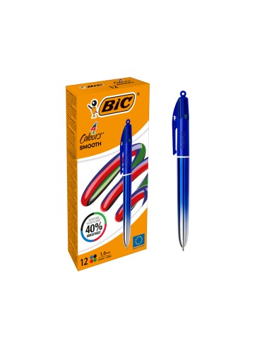 Boligrafo bic cuatro colores smooth gradiente color azul