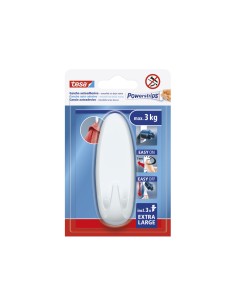 Gancho autoadhesivo tesa powerstrips ovalado hasta 3 kg color blanco