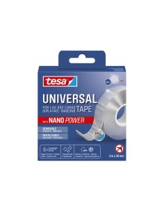 Cinta adhesiva tesa doble cara nano universal transparente 3 mt x 30 mm