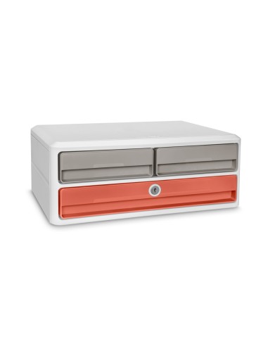 Fichero cajones de sobremesa cep terra nova 2 cajones pequenos 1 cajon grande color terracota arena