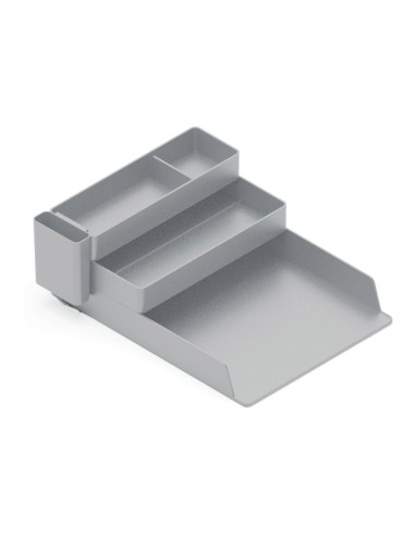 Bandeja sobremesa plastico q connect organizador de escritorio con 4 departamentos color gris