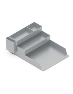 Bandeja sobremesa plastico q connect organizador de escritorio con 4 departamentos color gris
