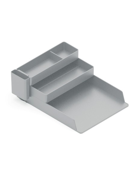 Bandeja sobremesa plastico q connect organizador de escritorio con 4 departamentos color gris