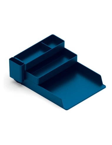 Bandeja sobremesa plastico q connect organizador de escritorio con 4 departamentos color azul