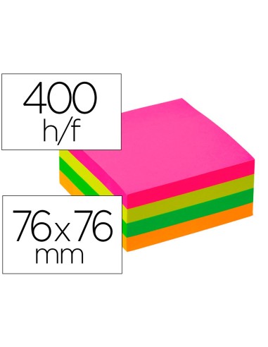 Bloc de notas adhesivas quita y pon q connect 76x76 mm fsc fluorescente con 400 hojas