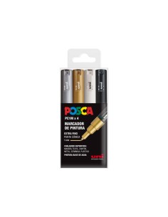 Rotulador uni posca pc 1m 4c marcador de pintura punta extrafina 1 mm estuche gswb de 4 unidades surtidas
