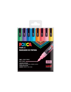 Rotulador uni posca pc 3m 8c marcador de pintura punta conica 09 13 mm estuche de 8 unidades colores purpurina