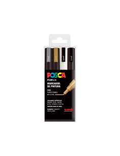 Rotulador uni posca pc 3m 4c marcador de pintura punta conica 09 13 mm gswb estuche de 4 unidades