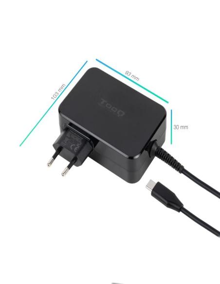 Tooq Cargador portátil GAN USB-C PD 100W Negro