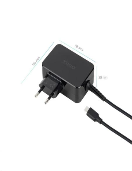 Tooq Cargador portátil GAN USB-C PD 45W Negro