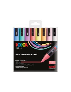 Rotulador uni posca pc 5m 8c estuche de 8 unidades colores pastel surtidos