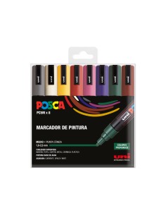 Rotulador uni posca pc 5m 8c estuche de 8 unidades colores oscuros surtidos