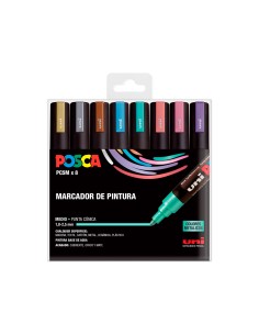 Rotulador uni posca pc 5m 8c estuche de 8 unidades colores metalicos surtidos