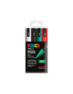 Rotulador uni posca pc 5m 4c estuche de 4 unidades colores navidad surtidos