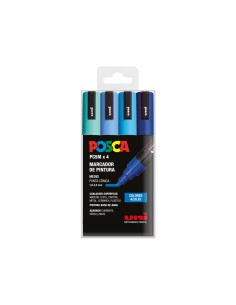 Rotulador uni posca pc 5m 4c estuche de 4 unidades colores azules surtidos