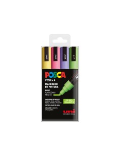 Rotulador uni posca pc 5m 4c estuche de 4 unidades colores brillantes surtidos
