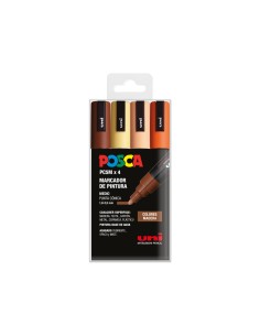 Rotulador uni posca pc 5m 4c estuche de 4 unidades colores madera surtidos