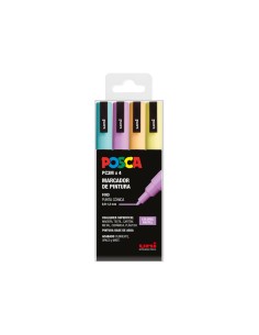 Rotulador uni posca pc 3m 4c estuche de 4 unidades colores pastel surtidos